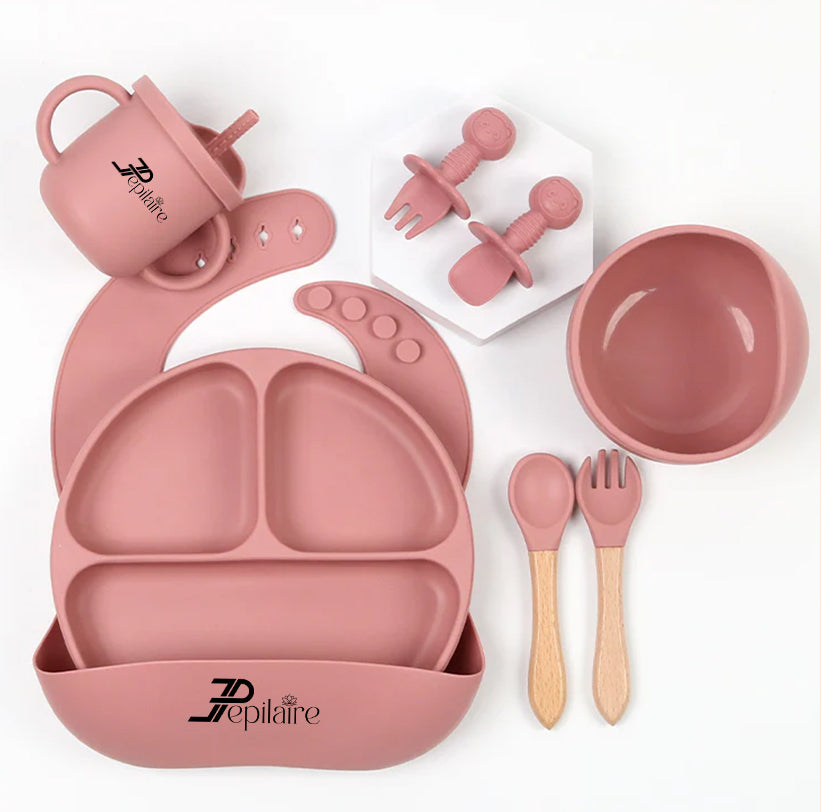 Silicone Suction Baby Feeding Plate Set