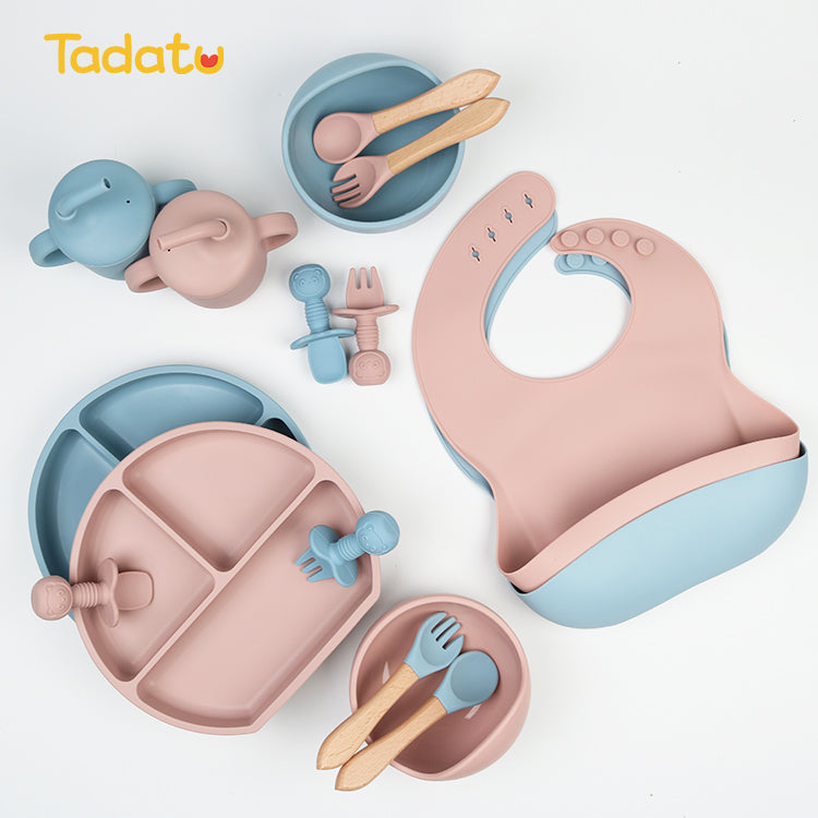 Silicone Suction Baby Feeding Plate Set