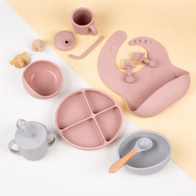 Silicone Suction Baby Feeding Plate Set