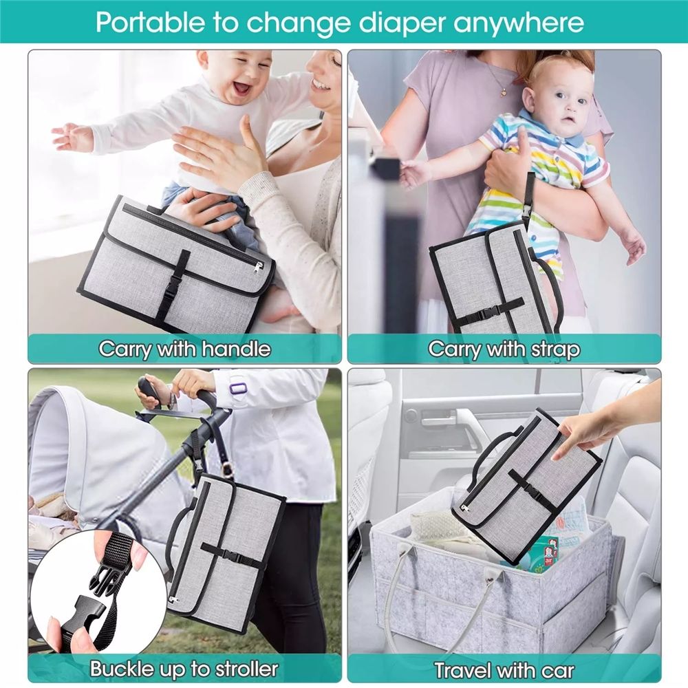 Portable Baby Diaper Changing Pad with Storage Pockets